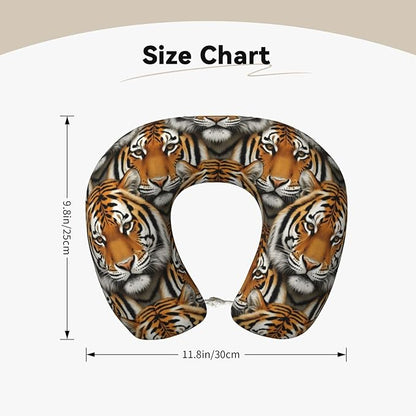 Neck Support Pillow, Comfortable Memory Foam Car/Flight/Airplane Chin Pillows U Shaped Cushion for Office Travel Sleeping Tiger Face