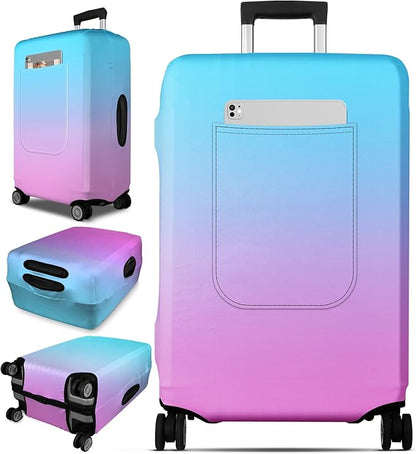 Slohif Luggage Cover for Suitcase Tsa Approved Protector - Luggage Sleeve Large Suit Case Cover Travel Stretch Baggage Case Protective Washable Fit 31-32 Inch Blue Rose Gradient XL