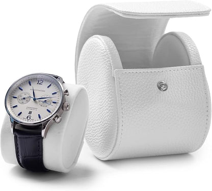Oirlv Luxury Leather Travel Watch Case Portable Jewelry Watch Storage Roll Organizer(White)