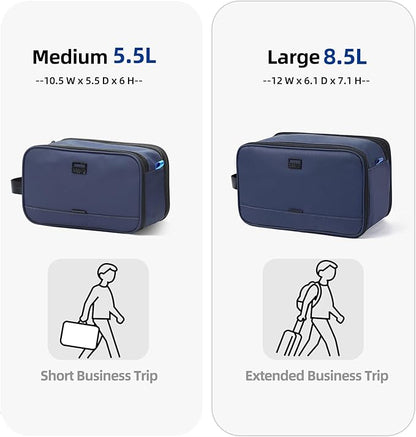 ZEEMO Travel Toiletry Bag for Men, Medium Water-Resistant Double-Sided Full-Open Dopp Kit, Versatile Organizer for Shower and Hygiene Accessories, Bathroom Essentials, Cosmetics, Large, Blue