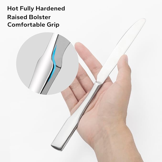 Alata Kate 36-Piece Silverware Set with Steak Knife, Stainless Steel Flatware Set Service for 6, Mirror Polished Cutlery Set Dishwasher Safe