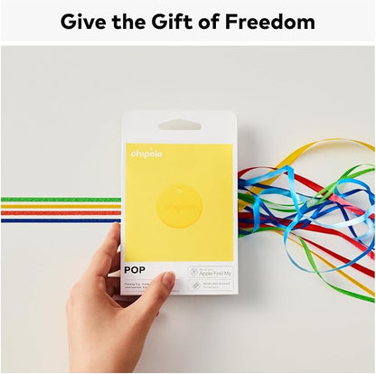 Chipolo POP Tracker Tag - Colorful, Compatible, Loud Bluetooth Tracker with Call Your Phone & Out of Range Alert, Works with Apple Find My or Google's Find My Device (Yellow)