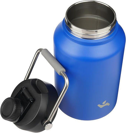 Jug with Handle,87 oz Insulated Water Bottle with Carrying Pouch, Double Wall Vacuum Stainless Steel Metal Bottle,Blue