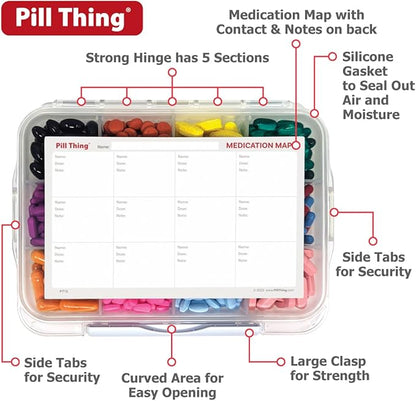 2-Pack Large Pill Organizer – Blue + Clear | 12-Compartment Weekly Pill Box Case with Removable Dividers, Waterproof, Travel-Friendly (Combo Pack - 1 Blue & 1 Clear)