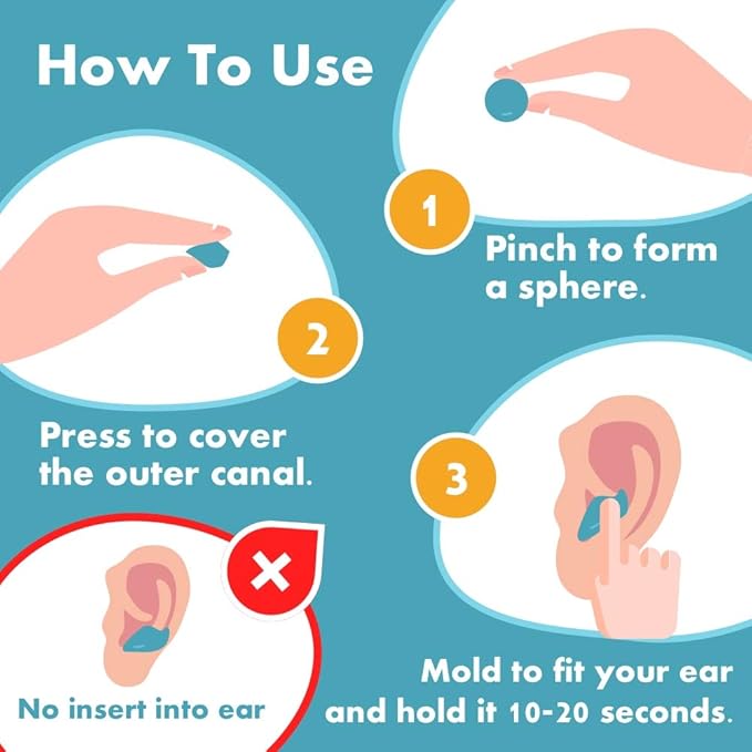 Ear Plugs for Sleeping, Acousdea Reusable Moldable Silicone Ear Plugs, Waterproof, Suitable for Snoring, Swimming, Working, Studying, Noise Cancelling up to 40 dBSPL, Black with Carry Case, 6 Pairs