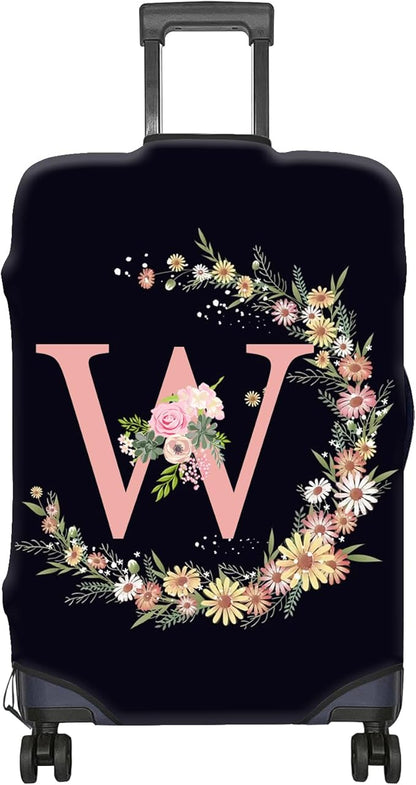 Luggage Suitcase Cover Protector Luggage Elastic Washable Baggage Covers Initial Cute Aesthetic for Unisex Women Girls Travel Trip S(19-21 inch)-Letter W