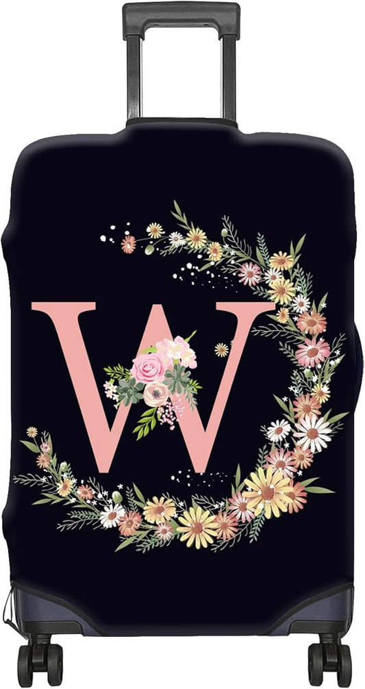 Luggage Suitcase Cover Protector Luggage Elastic Washable Baggage Covers Initial Cute Aesthetic for Unisex Women Girls Travel Trip S(19-21 inch)-Letter W