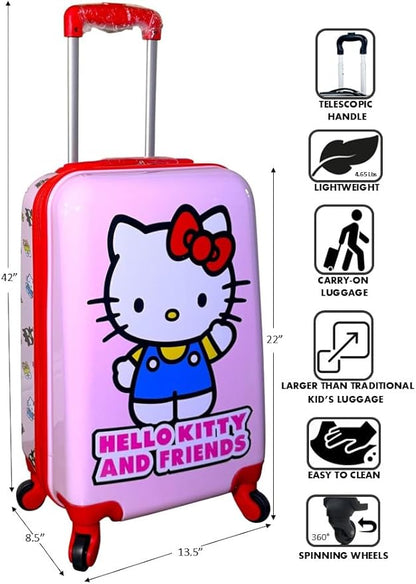 Fast Forward Kids Licensed Hard-Side 21” Spinner Luggage Lightweight Carry-On Suitcase (Hello Kitty I)