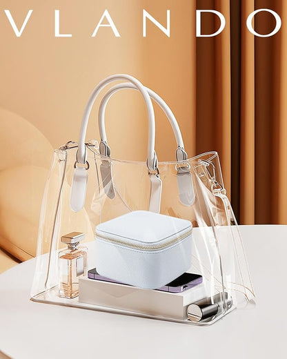 Vlando Travel Jewelry Case,Travel Jewelry Organize with 6 Velvet Jewelry Zipper Pockets,Premium Petal Hardware Jewelry Case for Birthday Wedding Graduation Gifts-Baby Blue