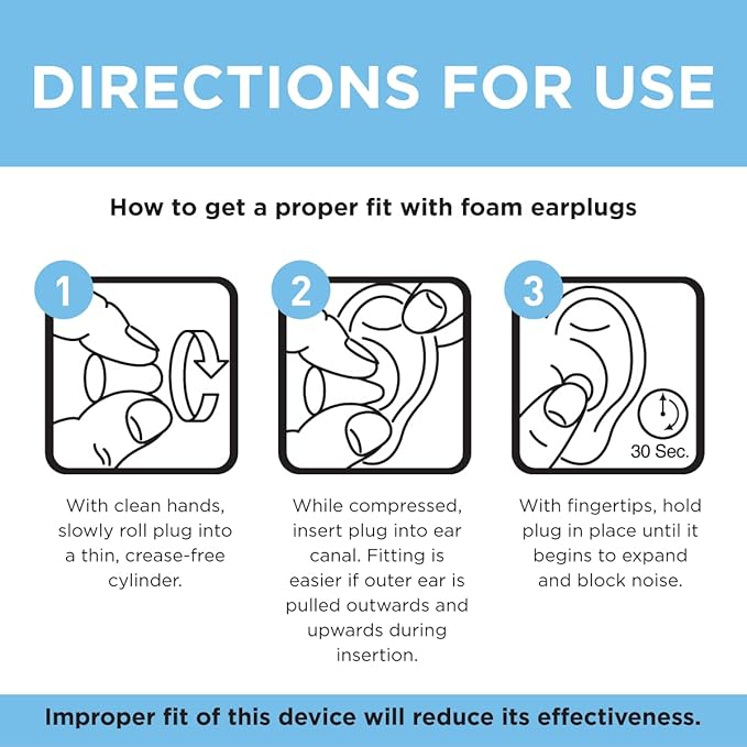 Amazon Basic Care Soft Foam Earplugs, 100 Count (2 Pack of 50 Pairs)