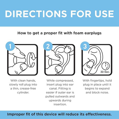 Amazon Basic Care Soft Foam Earplugs, 100 Count (2 Pack of 50 Pairs)