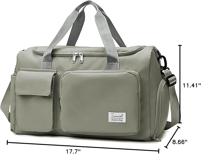 Sports Gym Duffel Bag with Shoes Compartment and Dry Wet Separated Pocket for Men and Women - Overnight Weekender Training Handbag Yoga Bag - Dark Gray