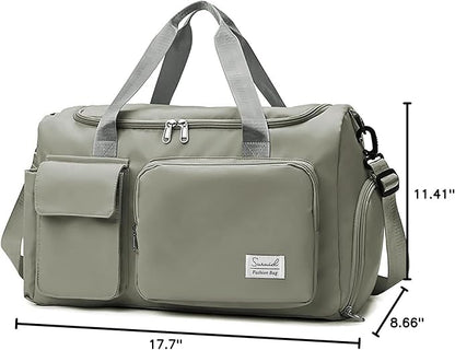 Sports Gym Duffel Bag with Shoes Compartment and Dry Wet Separated Pocket for Men and Women - Overnight Weekender Training Handbag Yoga Bag - Dark Gray