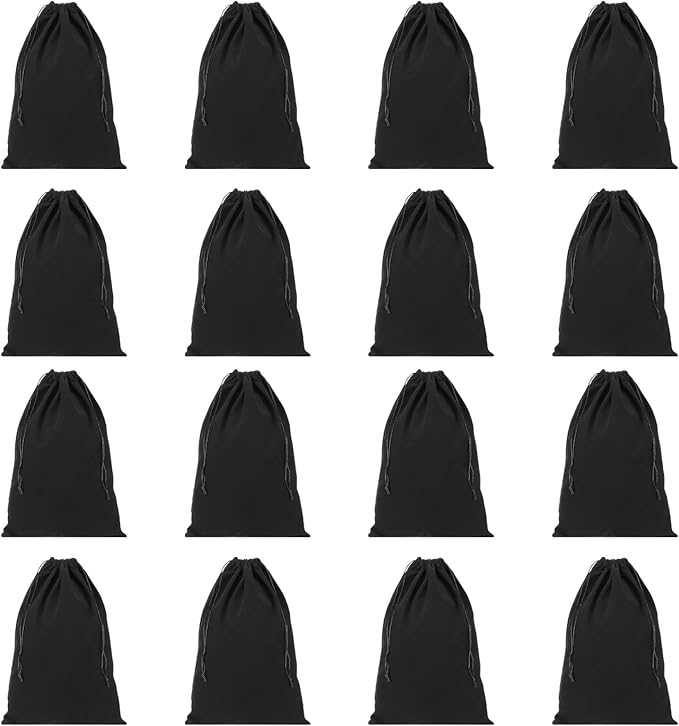 PATIKIL Shoe Dust Bag, 16 Pack Duster Flannel Shoes Pouch with Drawstring Washable Breathable Travel Shoe Bags for Home Luggage Storage, 12x17" Black