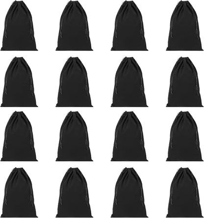 PATIKIL Shoe Dust Bag, 16 Pack Duster Flannel Shoes Pouch with Drawstring Washable Breathable Travel Shoe Bags for Home Luggage Storage, 12x17" Black