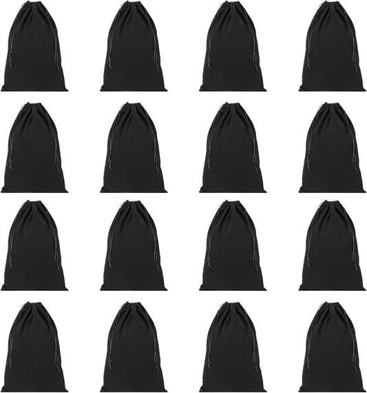 PATIKIL Shoe Dust Bag, 16 Pack Duster Flannel Shoes Pouch with Drawstring Washable Breathable Travel Shoe Bags for Home Luggage Storage, 12x17" Black
