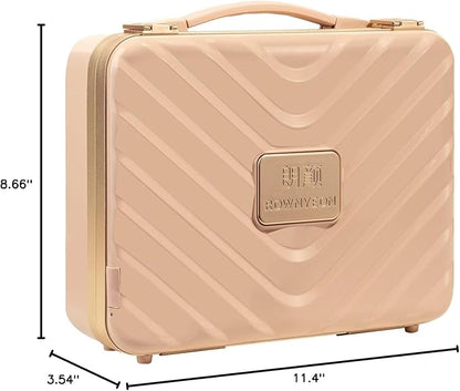 ROWNYEON Light Up Travel Makeup Case With Mirror - Portable Makeup Organizer and Train Case for Makeup Artists and Girls (Pink)