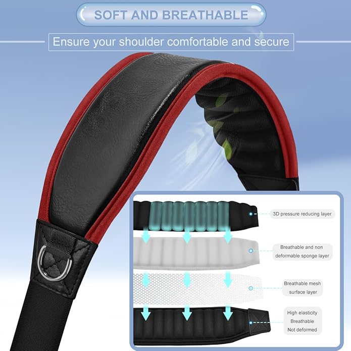 ZINZ Shoulder Strap 68" with Padded, Bag Strap with Dual Buckles and Metal Swivel Hooks for Laptop Bag, Briefcase and More