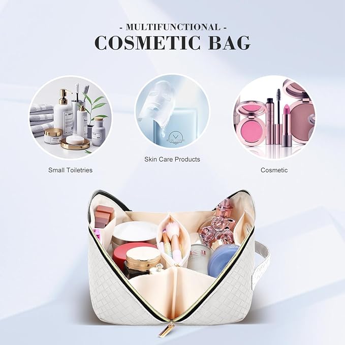 Personalized Initial Makeup Bag,Christmas Gifts for Girl,Preppy Bag Cosmetic Travel Bag Women,Travel Toiletry Organizer,Large Capacity Corduroy Stuff Bag,Cute Cosmetic Pouch Skincare Bag-LEO