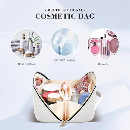 Personalized Initial Makeup Bag,Christmas Gifts for Girl,Preppy Bag Cosmetic Travel Bag Women,Travel Toiletry Organizer,Large Capacity Corduroy Stuff Bag,Cute Cosmetic Pouch Skincare Bag-LEO