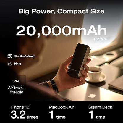 EF ECOFLOW Rapid Pro Power Bank 20000mAh, 230W Max Output with 100W Built-in Cable, 4-Port Portable Charger, Up to 120W Charging Power, Compatible with iPhone 17/16/15/14, Samsung, Laptop and More