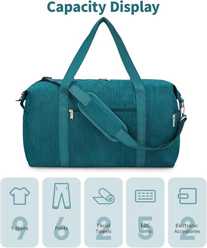 Narwey Carry on Bag 22x14x9 Airlines Approved Travel Duffel Bag Duffle Bag with Wet Pocket Overnight for Women and Men 40L (Teal)