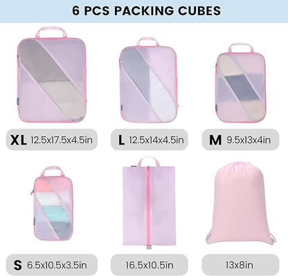 Lightweight Compression Packing Cubes for Suitcases, Compressible Expandable Travel Packing Organizer with Clear Toiletries and Backpack Bag, Travel Essentials for Carry on Luggage 7 Set