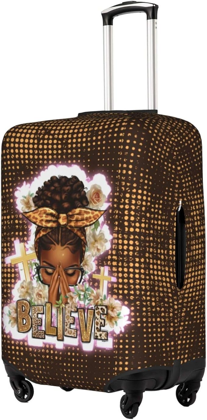 Travel Suitcase Protector African American Girl Elastic Protective Washable Luggage Cover With Concealed Zipper Suitable For 18-32 Inch(M (for 22-24 inch luggage))