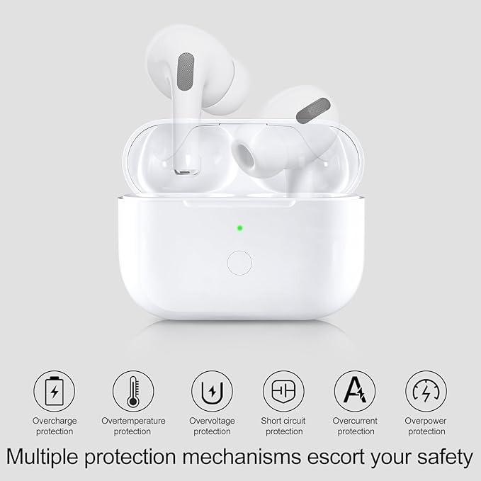CCAN Compatible with AirPod Pro 2nd&1st Generation Charging Case Replacement, Air Pod Pro 2 1 Charger Case with Bluetooth Pairing Sync Button,White