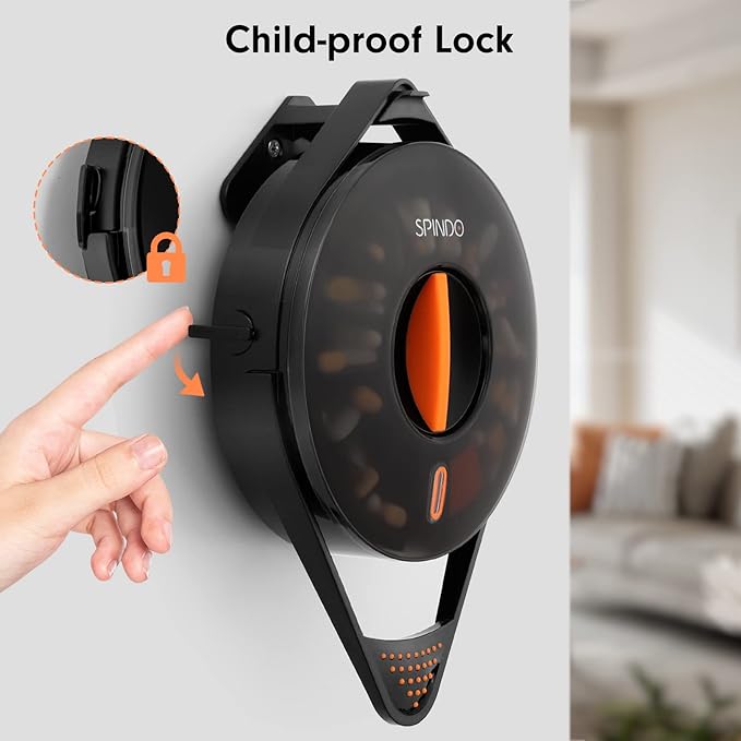 Fullicon Weekly Pill Dispenser Organizer with 14 Large Compartments and Child-Proof Lock, Spindo Medicine Dispenser-Dispense Vitamin/Tablet/Supplement for Elderly/Amnesia/Dementia