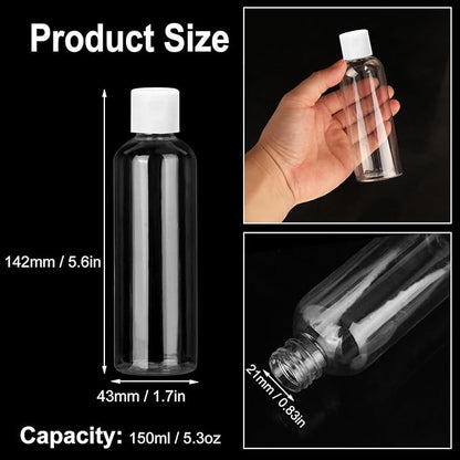40 Pack 5 oz Plastic Bottles with Caps, Clear Empty Bottles, Cosmetic Containers for Lotion and Shampoo, Travel-Friendly Bottles, BPA-Free for Liquids and Personal Care