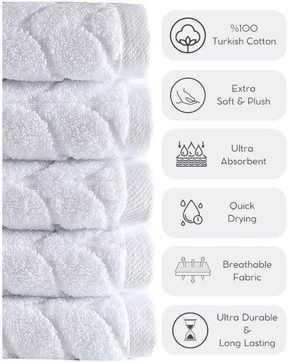 BAGNO MILANO Turkish Cotton Ultra-Soft Plush Absorbent Quick Dry Bathroom Towel Set, Made in Turkey (LightGrey, 2 pcs Bath Towel Set)