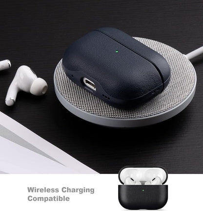 LOPIE Leather Case for AirPods Pro 2nd Generation - Handmade AirPods Pro 2 Case Cover with Lanyard - Made of Full Grain Leather - Drop Protection Hard Shell Cover - Wireless Charging Compatible, Black