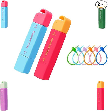 Elephant Kiss Stain Remover, 3-Second Stain Remover Pen for Clothes, Double Head Instant Stains Treater Sticks, 12ml Spot Cleaner With Lanyard Travel & Pocket-Sized (blue+red)