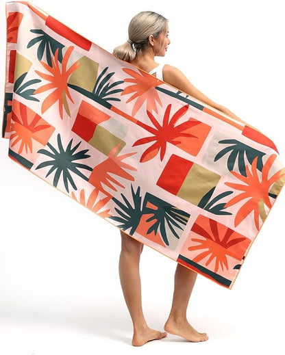 Eunzel Microfiber Beach Towel, Quick Dry Travel Towel Large Sand Free Towel for Beach, Camping, Swim Pool, Gym, Sports& Yoga 71"x32", Retro Tropics