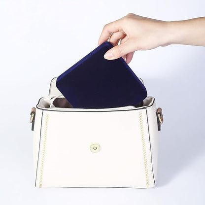 Ring Storage Boxes for Multiple Rings, Velvet Compact and Stylish Travel Jewelry case, Portable Small jewelry Organizer Box Tray Gift for Women, Girl(Blue)