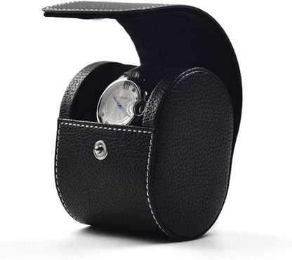 Oirlv Luxury Leather Watch Storage Box Travel Single Watch Case Jewelry Gift Box for Christmas Anniversary Birthday(Black)