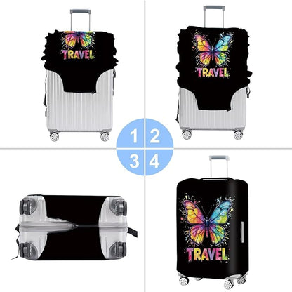 Colorful Butterfly Luggage Cover – Stylish and Durable Travel Suitcase Protector for Women and Men, Fits 32"-34" Suitcase, XL
