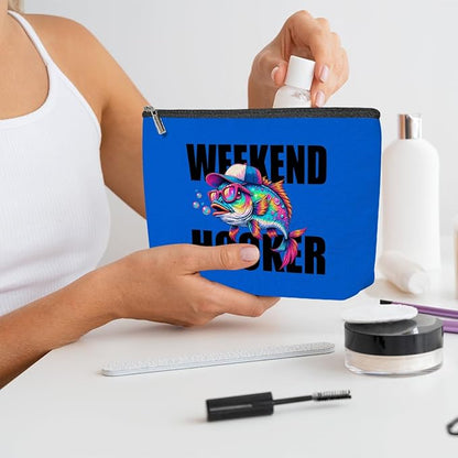 4 Pack Sarcastic Funny Summer Colorful Summer Fish Fishing Gifts Makeup Bag,Teacher Girl Trip Travel Essentials Cosmetic Bags for Women, Travel Toiletry Bag Graduation Birthday Girls Weekend Vacation