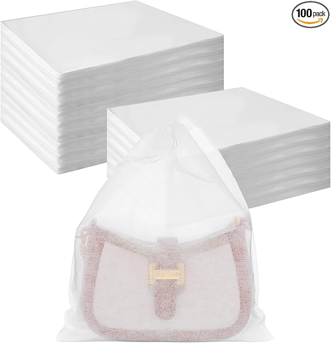 100 Pcs Dust Bags for Purses Storage Bags for Handbags Non Woven Fabric Handbags Storage, Shoe Travel Package for Packing, Home Closet Organizer Dust Cover (15.7x19.7in)