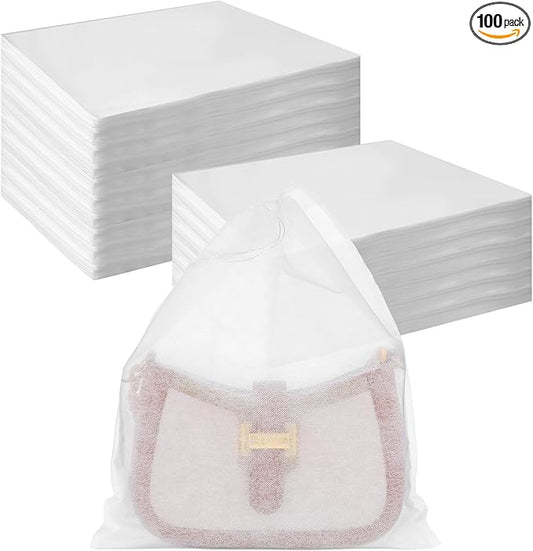 100 Pcs Dust Bags for Purses Storage Bags for Handbags Non Woven Fabric Handbags Storage, Shoe Travel Package for Packing, Home Closet Organizer Dust Cover (15.7x19.7in)