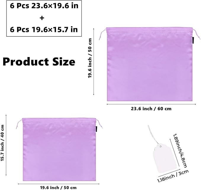 12 Pack Dust Bags for Handbags, Silk Cloth Bag With Drawstring Large Travel Storage Pouch for Handbag Purse Shoes Boots