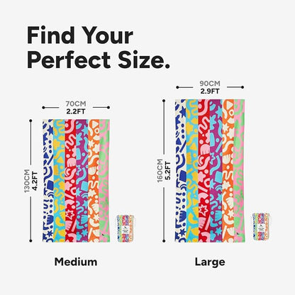 Dock & Bay Beach Towel - Quick Dry, Sand Free - Compact, Lightweight - 100% Recycled - Includes Bag - Power of Positivity - Large (160x90cm, 63x35)