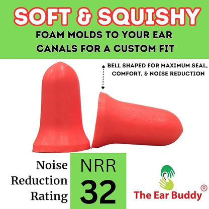Premium Soft Foam Ear Plugs for Sleeping Noise Cancelling, Hearing Protection Earplugs for Shooting Range, Concerts, Work & Travel, Noise Reduction Rating 32 Decibels, 50 Pairs