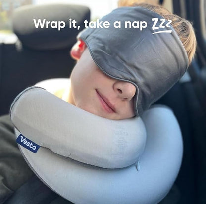 Vesta Loop Neck Pillow for Travel, Spiral Wrapping Design for Enhanced Chin & 360º Support, S-Shape Memory Foam Airplane Pillow for Flight, Office, and at Home (Heavenly Pink, S-Shape (Pack of 1))