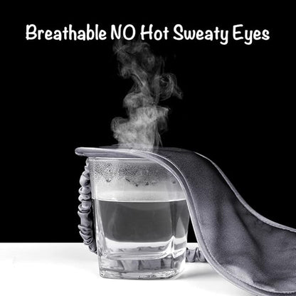 LULUSILK Mulberry Silk Sleep Eye Mask Blindfold with Elastic Strap Headband, Soft Eye Cover Eyeshade for Night Sleeping, Travel, Nap (Charcoal Gray)