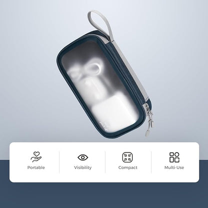 pack all Clear Electronic Organizer, TPU Cable Organizer Bag, Compact Cord Travel Organizer for Cables, Chargers, Phones, USB cords, SD Cards (Dark Blue)