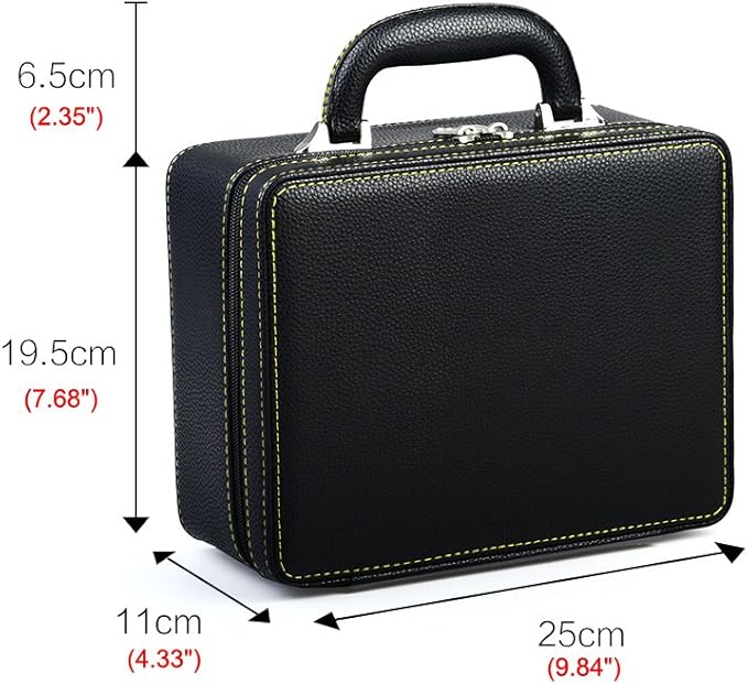 Oirlv Black Luxury Leather Travel Jewelry Box Jewelry Storage Case Jewelry Suitcase for Women and Men