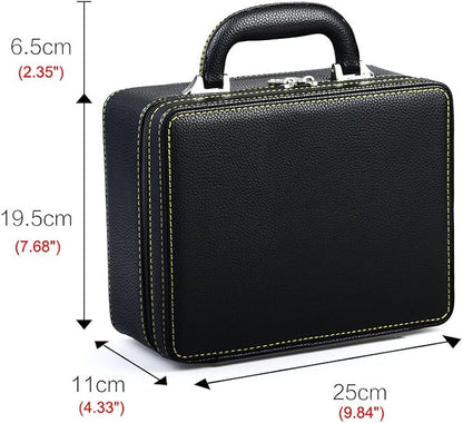 Oirlv Black Luxury Leather Travel Jewelry Box Jewelry Storage Case Jewelry Suitcase for Women and Men