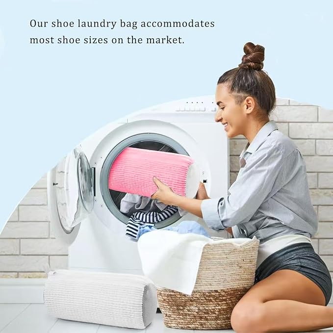 Laundry Shoe Bags for Washing Machine, 2Pcs Shoe Washing Machine Bag Shoe Laundry Bag for Washer and Dryer (Pink-2Pcs)